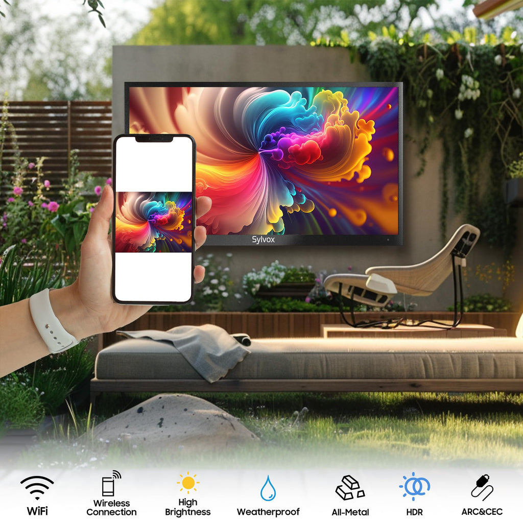 SYLVOX 43 Inch Outdoor TV, Weatherproof Google TV, IP56 Waterproof TVs
