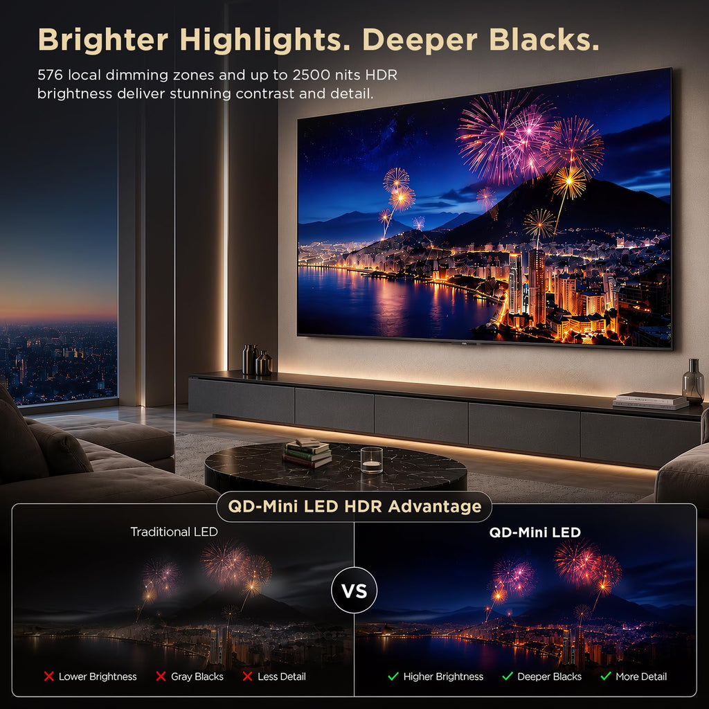 TCL 55-Inch Designer Series QD-Mini LED TV, 4K Google Smart TV, 55A400U