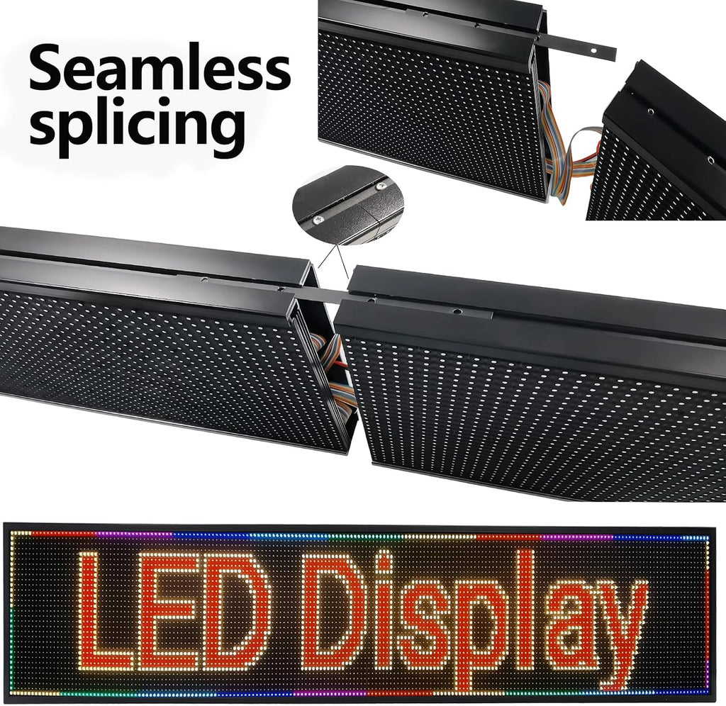 P10 LED Programmable Advertising Sign, High Brightnes Outdoor Digital Sign Waterproof, WiFi Control LED Open Signs for Business, Electronic Message Display Board 115"X14"