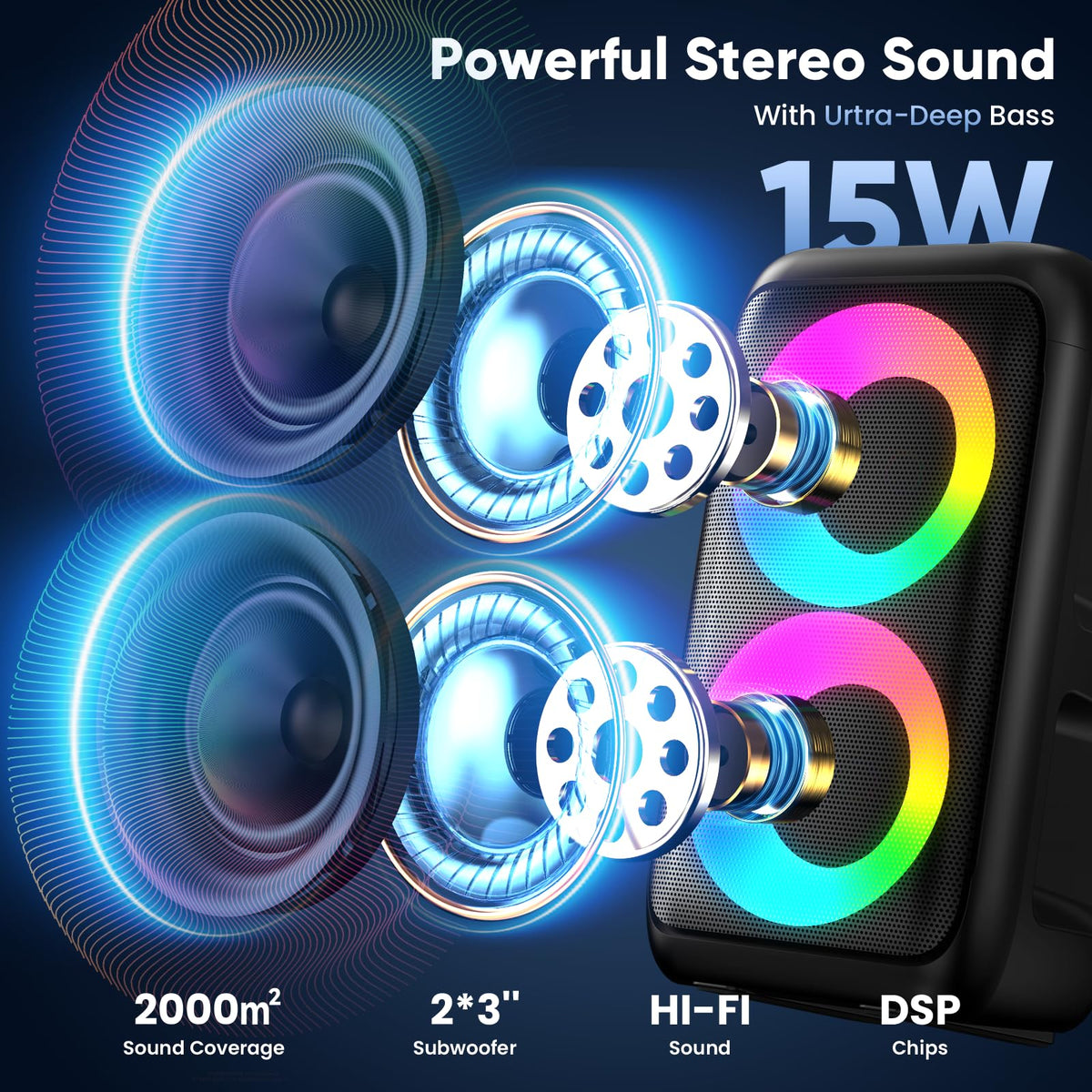 Karaoke Machine for Adults Kids, Portable Bluetooth Speaker with 3 Wireless Microphones, TWS Mode & LED Light, 10H Battery PA System, Home Party Outdoor Camping Birthday Gifts (3 Mics)
