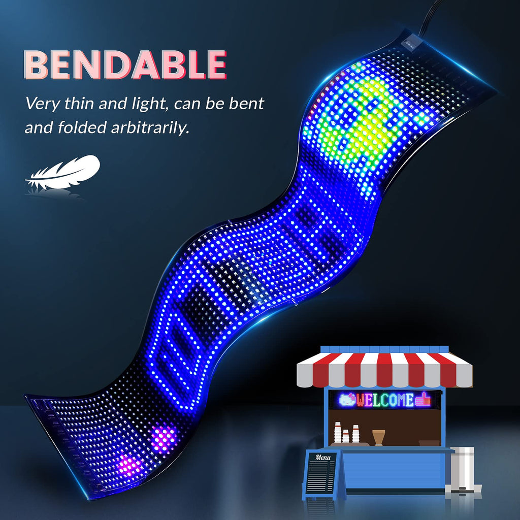 Rayhome 58''x8'' Large Multiple Programmable LED Sign, Full Color Bright Scrolling LED Signs, Bluetooth APP Control Custom Text Pattern Animation digital Display for Store Hotel Bar