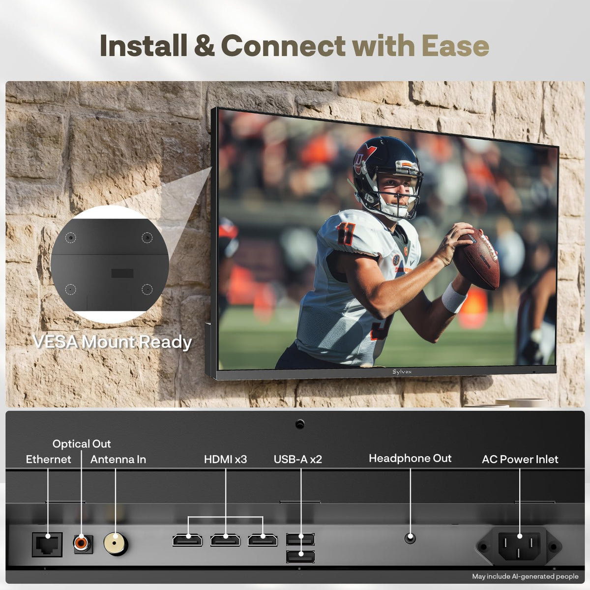 SYLVOX Outdoor TV, 55 inch Smart Waterproof Outdoor TV, 4K UHD Weatherproof