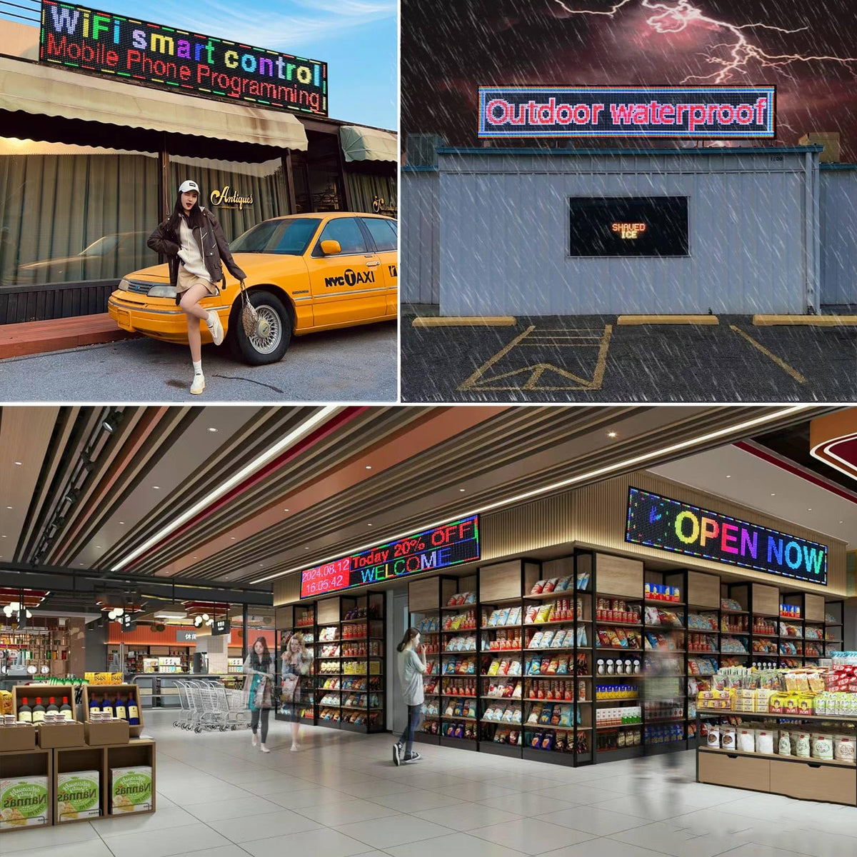 P3 Outdoor Programmable LED Sign, Full Color Digital Display for Business