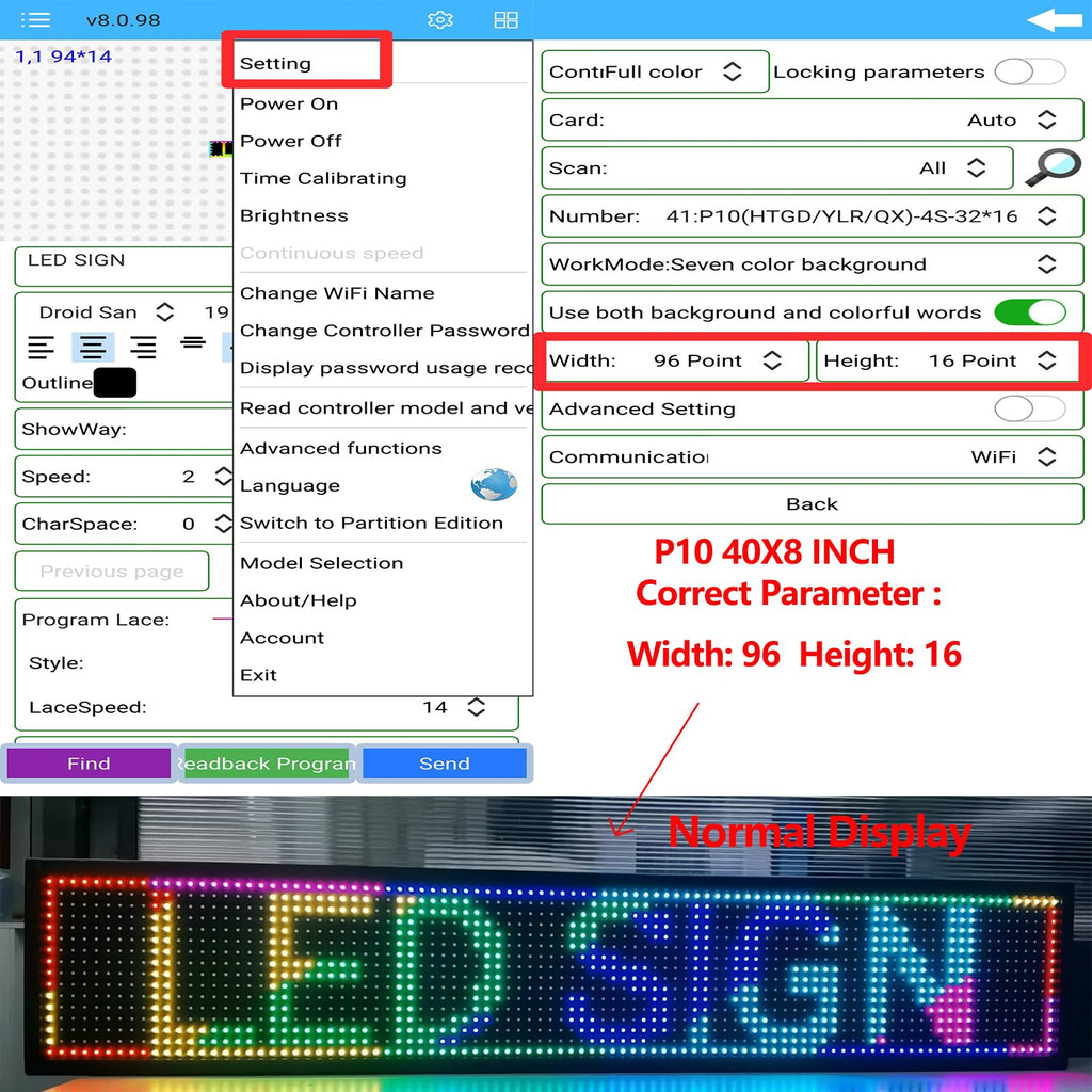 P10 Programmable LED Sign, 40"x14" Scrolling LED Sign for Business, Waterproof LED Display with WIFI & USB Control, 96x32 Pixels SMD Technology Digital Advertising Sign for Shop, Hotel, Store, Restaurant