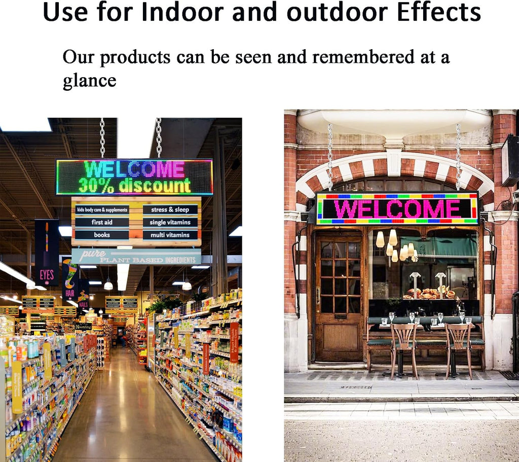 P10 Outdoor RGB Full Color WiFi Programmable Bright LED Scrolling Message Display Board 65âx14â Led Sign, Led Digital Sign Board, Perfect Solution for Store Advertising