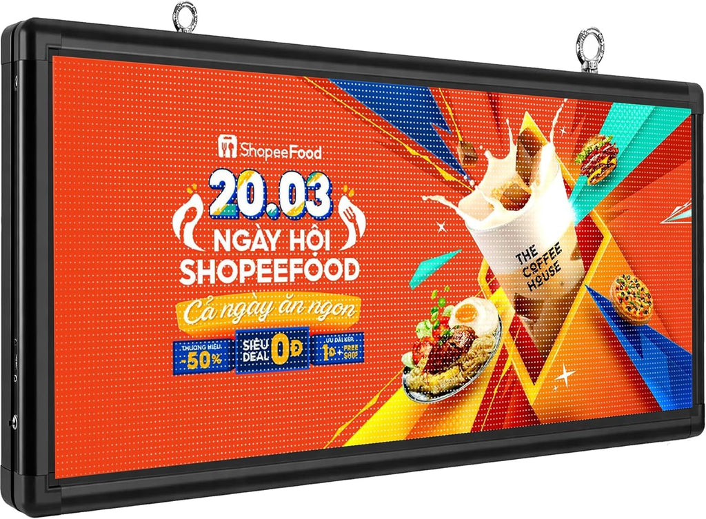 Outdoor P10 LED Message Sign 39"x14" Waterproof High Brightness WiFi Programmable Scrolling Text Display Board for Business, Storefront, Restaurant, Church, Events