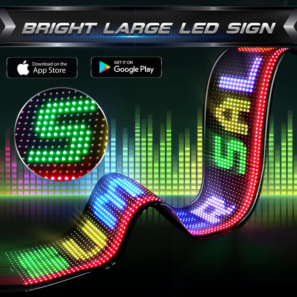 KJOY Bright Large Programmable LED Sign, 77''x8'' Flexible Scrolling LED Sign, Bluetooth App Control Custom Text Digital LED Display for Store, Schools, coffee, shop, Hotel