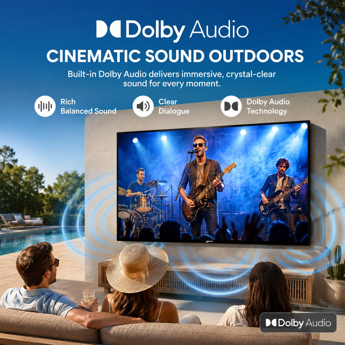 360SPB 55" Outdoor TV, 4K Ultra HD Google TV, 1000nits Sunlight Outdoor TVs, IP65 Weatherproof TV, Voice Control, Screen Mirroring, Compatible with Dolby, Family Patios & Terraces, Local News, Sports