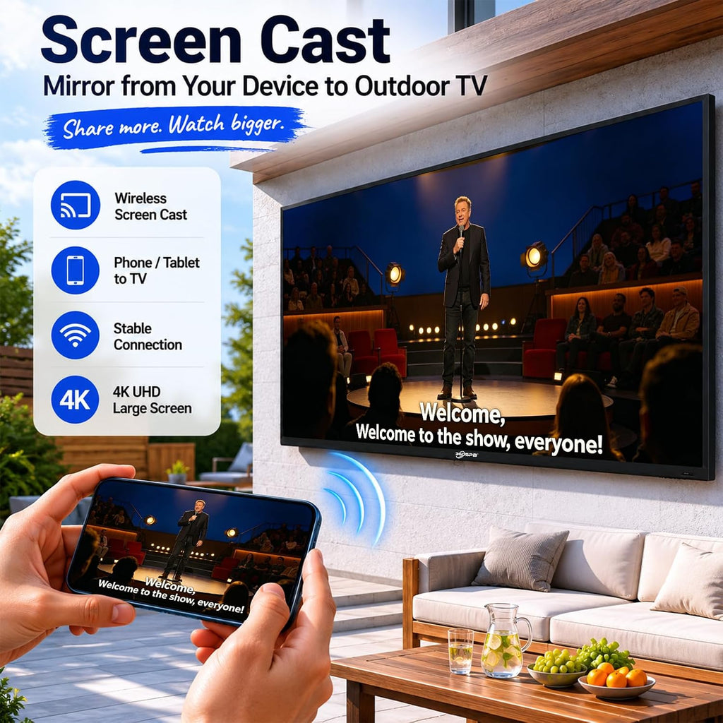65Inch Outdoor TV, 4K Waterproof Outside TV, 1000nits Ultra-High Outdoor Television, IP65 Waterproof TV,Smart TVs with Voice Assistant Remote