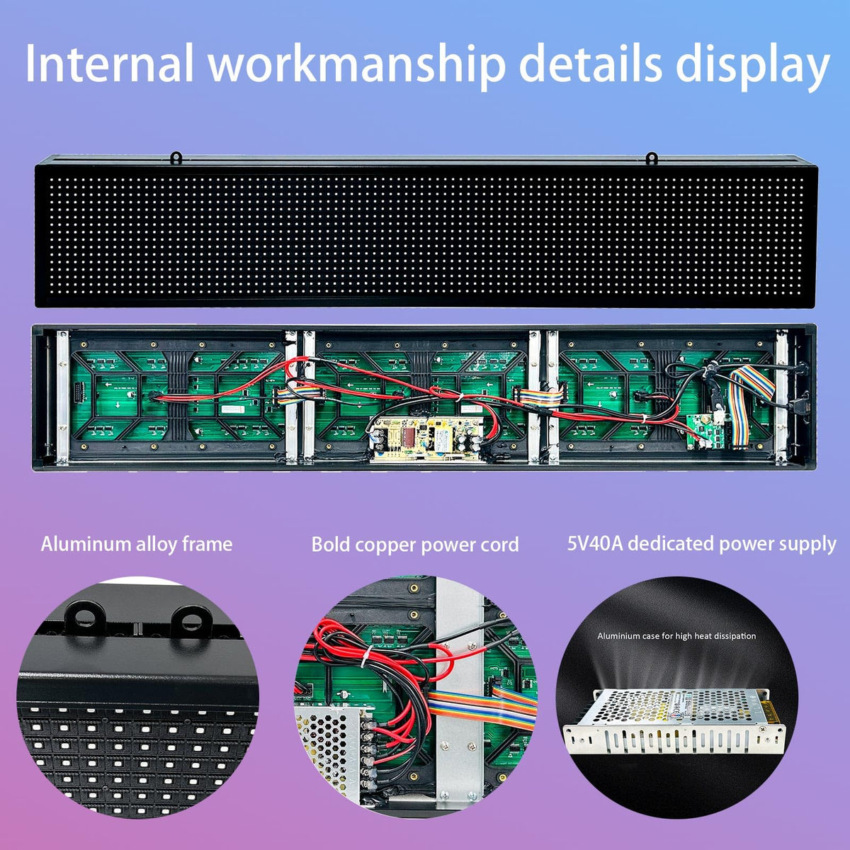 P6 Programmable Led Sign Custom Scrolling Outdoor Digital Signs For Businesses Display Screen Electronic Message Board Stock Ticker Advertising Pixel Led Panel Marquee 40"X17"