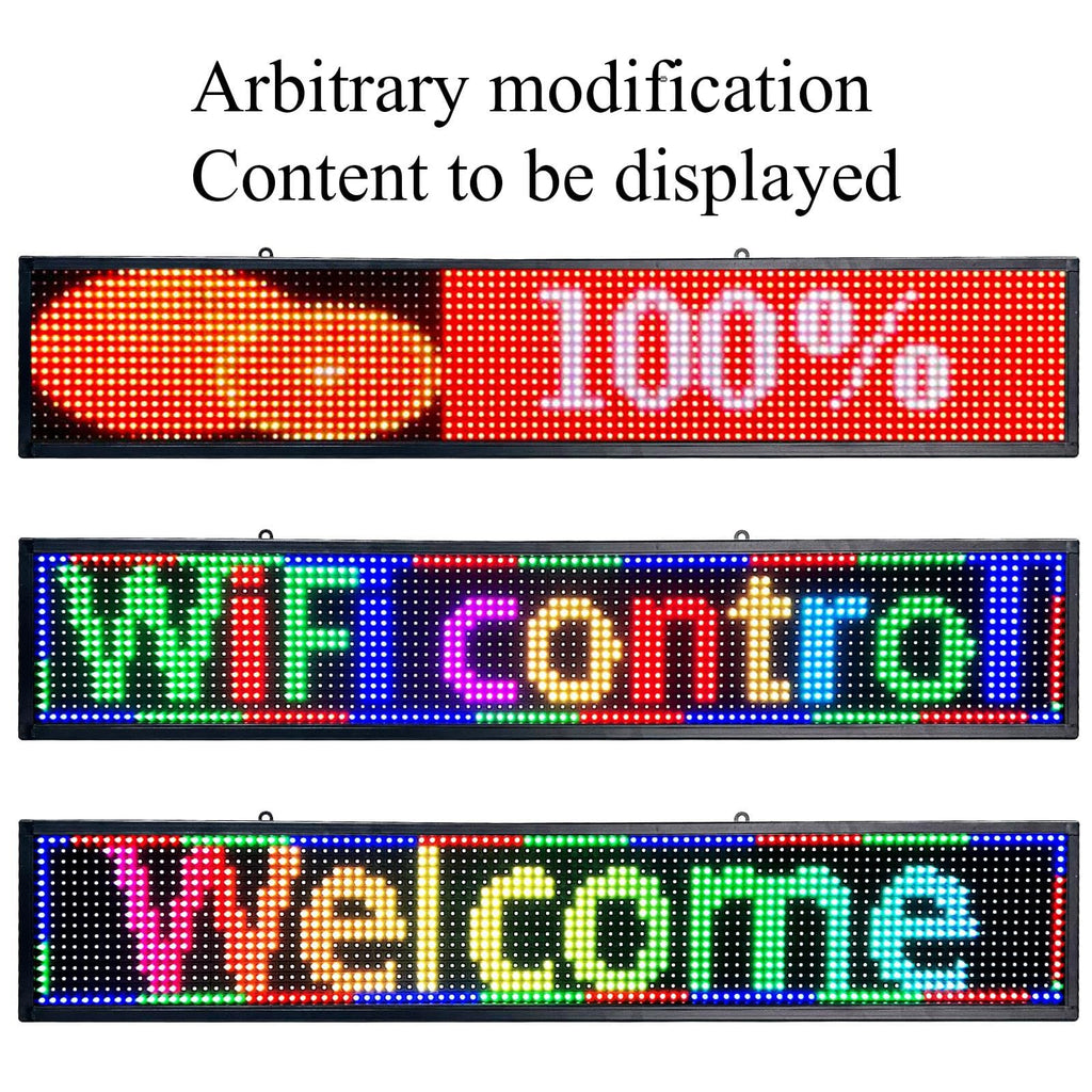 P3 Programmable Scrolling Custom Led Sign Outdoor Digital For Business Display Screen WiFi Control Electronic Message Board Store Advertising Ticker Word Light Bar Open Pixel Panel 40"x18'