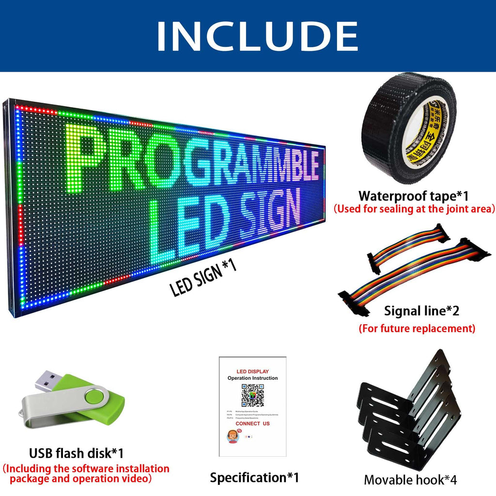 HS Programmable Scrolling Led sign Outdoor Digital Open Neon P10 39''x14''