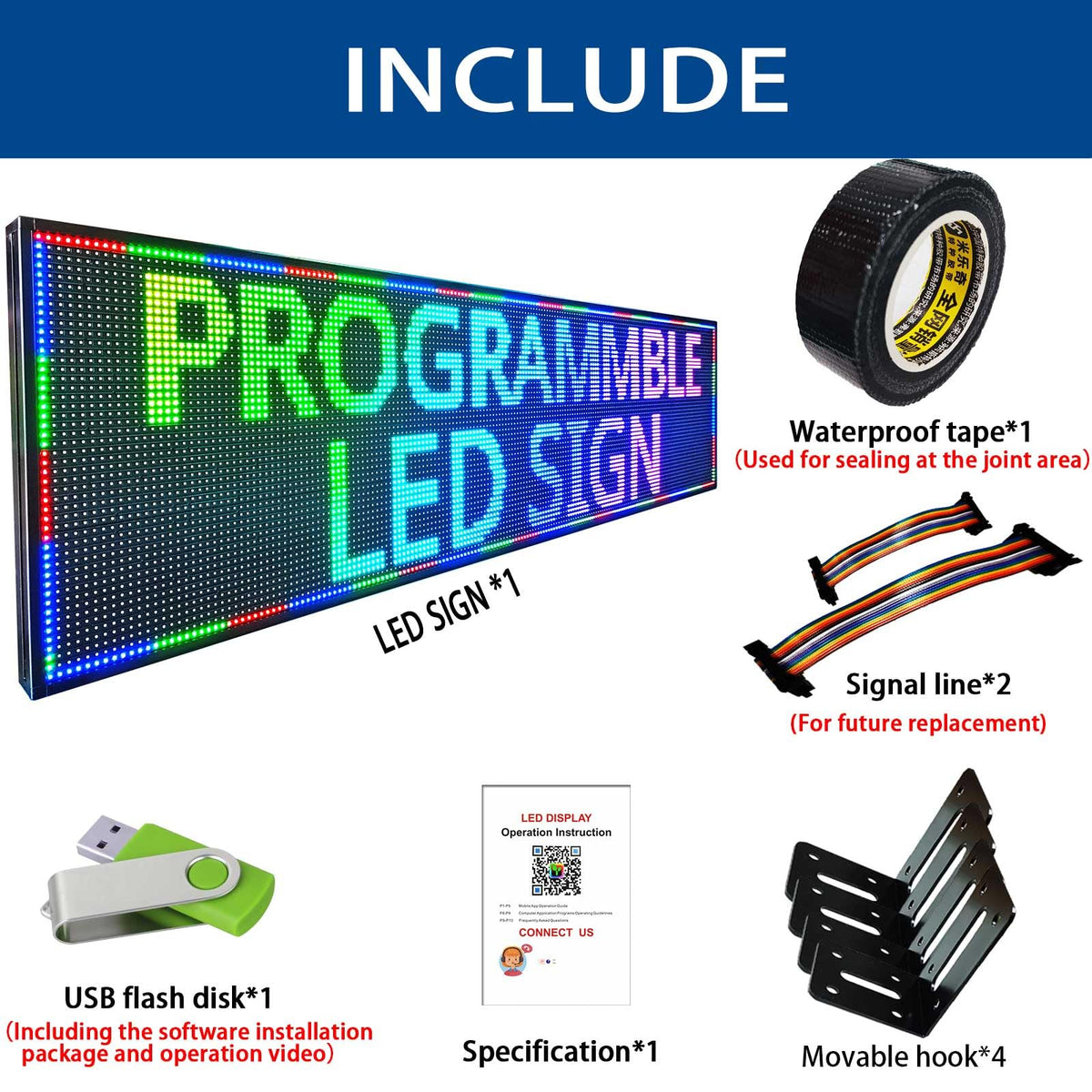 HS Programmable Scrolling Led sign Outdoor Digital Open Neon P10 39''x14''