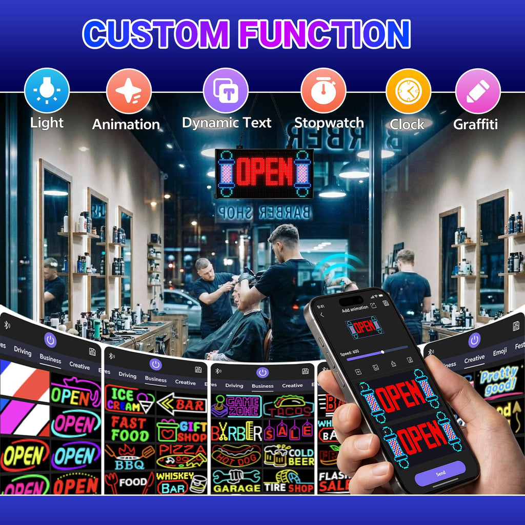 Rayhome 58''x8'' Large Multiple Programmable LED Sign, Full Color Bright Scrolling LED Signs, Bluetooth APP Control Custom Text Pattern Animation digital Display for Store Hotel Bar