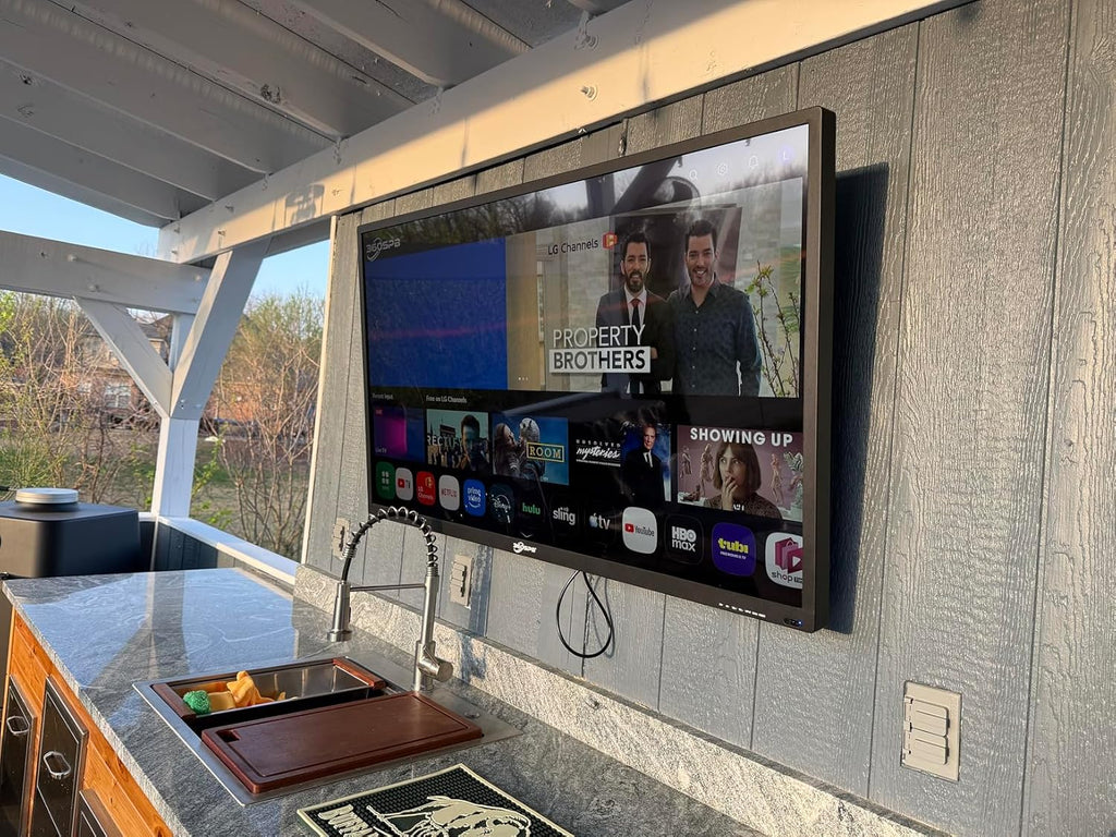 360SPB 55" Outdoor TV, 4K Ultra HD Google TV, 1000nits Sunlight Outdoor TVs, IP65 Weatherproof TV, Voice Control, Screen Mirroring, Compatible with Dolby, Family Patios & Terraces, Local News, Sports