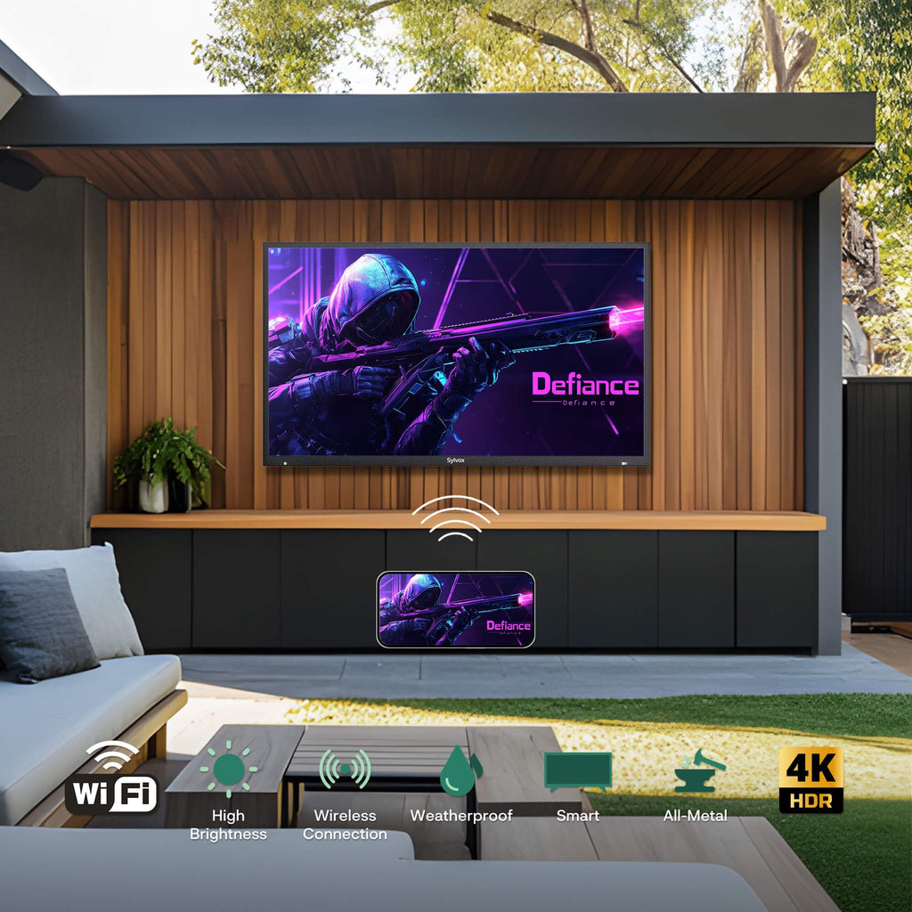 SYLVOX 43 Inch Outdoor TV, Weatherproof Google TV, IP56 Waterproof TVs