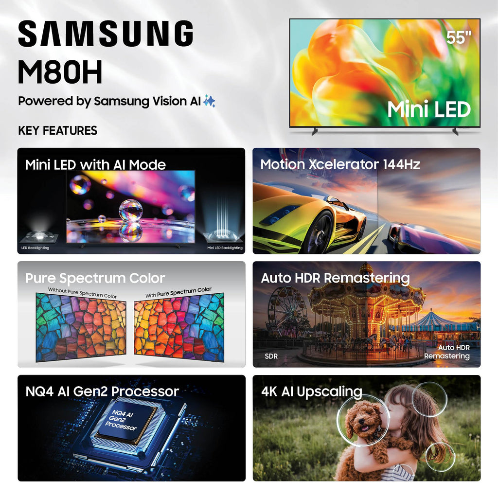 Samsung 65-Inch Class M80H Series, Mini LED, 4K, Smart TV, 2026 Model