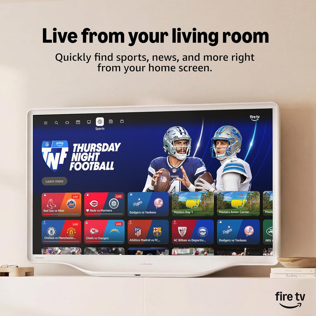 Hisense 43-Inch S5 DÃ©coTV Series Hi-QLED 4K UHD Smart Fire TV (43S5QF, 2026 Model) â Versatile Fit, HiâQLED Color, Dolby Vision & Atmos, VRR Gaming, Stream Live TV Without Cable