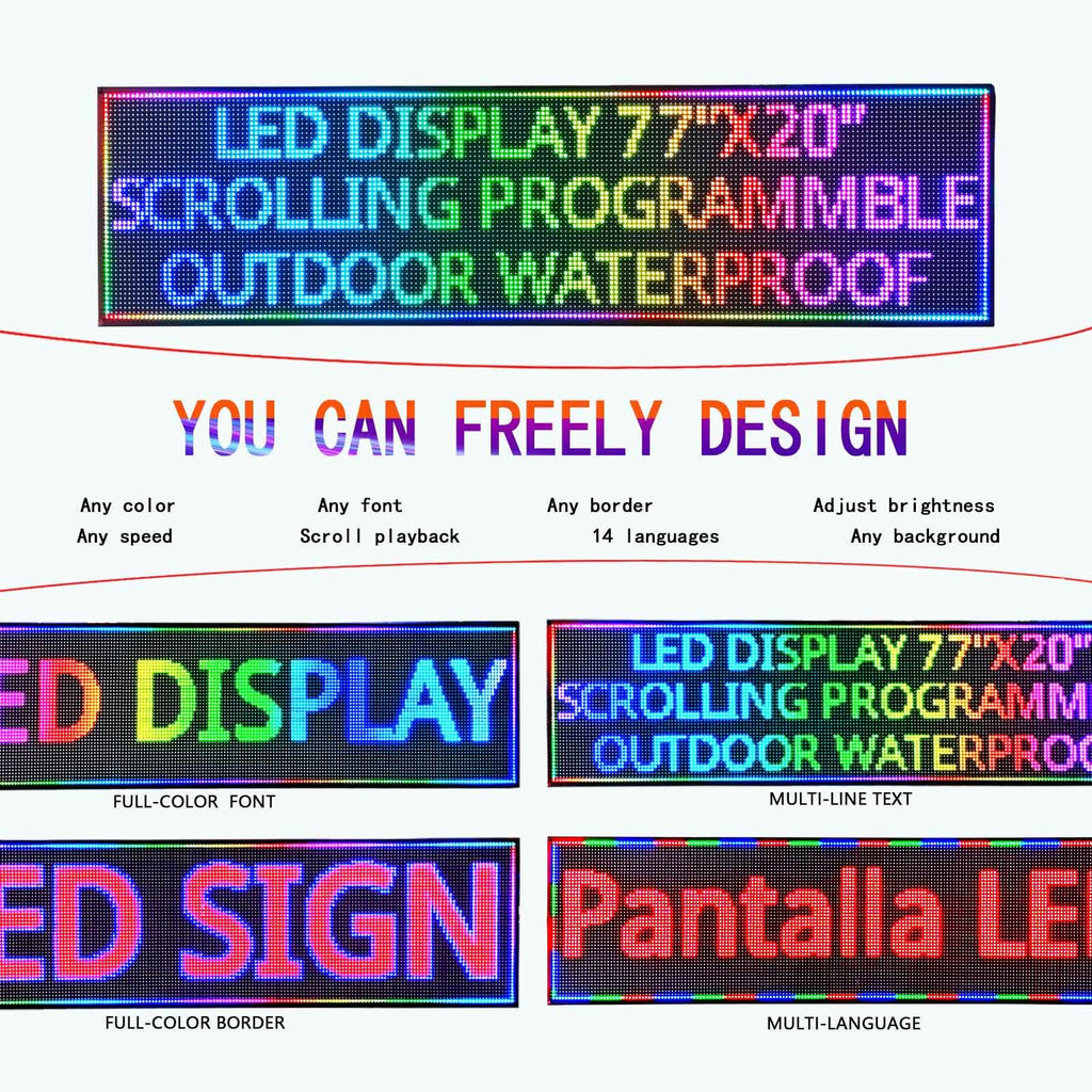 Led Sign Outdoor Programmable Scrolling Digital Open Neon P6 40''x17''