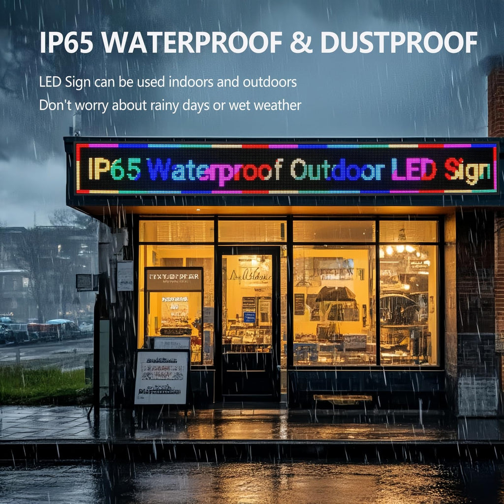 P10 Programmable LED Sign, 40"x14" Scrolling LED Sign for Business, Waterproof LED Display with WIFI & USB Control, 96x32 Pixels SMD Technology Digital Advertising Sign for Shop, Hotel, Store, Restaurant