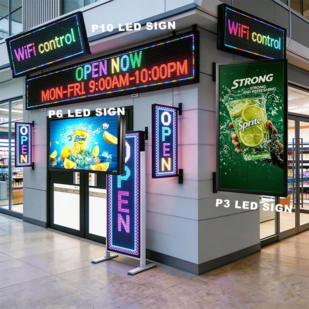 P10 Programmable LED SIGN 40"Ã8" Scrolling LED Display, High Brightness & IP65 Waterproof Indoor Outdoor Digital Signage led screen, Open Signs Welcome Sign for Store Business Advertising