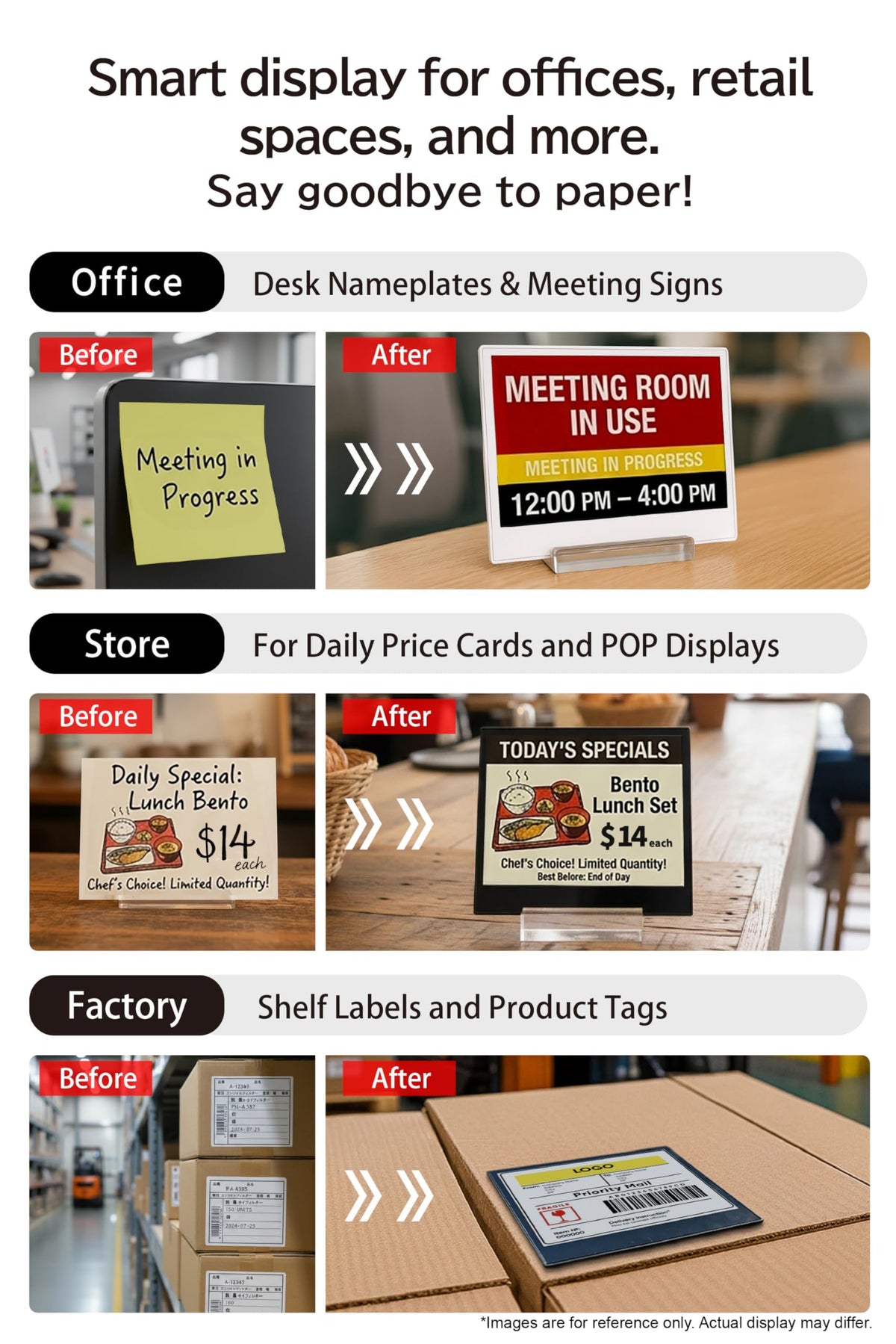 [Santek] EZ Sign NFC E-Paper Display â No Battery, Ultra-Thin 0.13â, Rewritable 4-Color Digital Display, App-Controlled (iOS/Android/PC), IP65 (Silver, 2.9" 6pcs, No Stand and Clip Included)