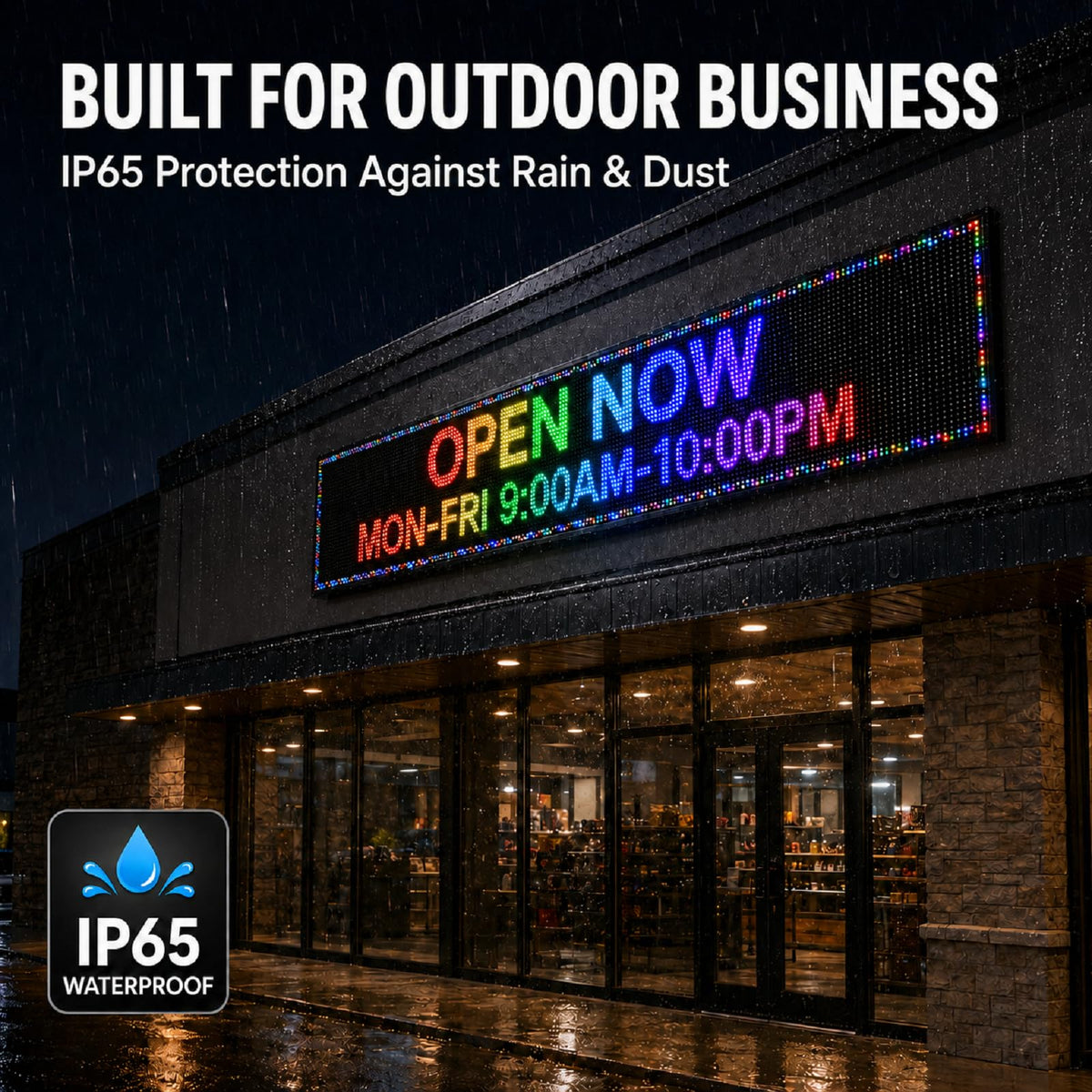 P10 Programmable LED SIGN 40"Ã8" Scrolling LED Display, High Brightness & IP65 Waterproof Indoor Outdoor Digital Signage led screen, Open Signs Welcome Sign for Store Business Advertising
