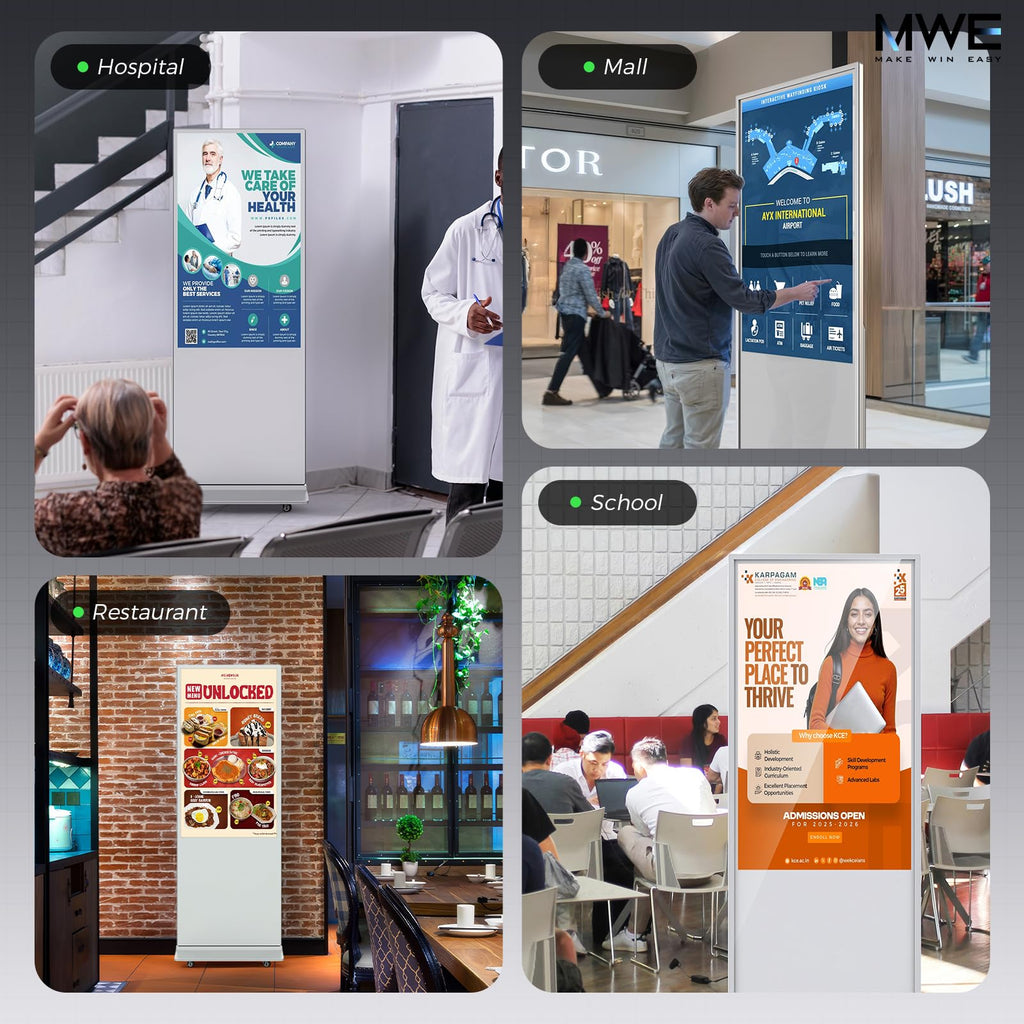 JIYANG 49 Inch Touchscreen Digital Signage Display Kiosk, Indoor Floor Standing LCD Advertising Display with Android Media Player, HDMI/USB/WiFi Input Auto Split Screenï¼Blackï¼