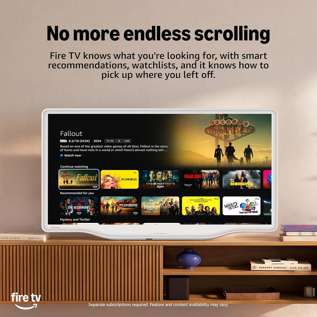 Hisense 43-Inch S5 DÃ©coTV Series Hi-QLED 4K UHD Smart Fire TV (43S5QF, 2026 Model) â Versatile Fit, HiâQLED Color, Dolby Vision & Atmos, VRR Gaming, Stream Live TV Without Cable