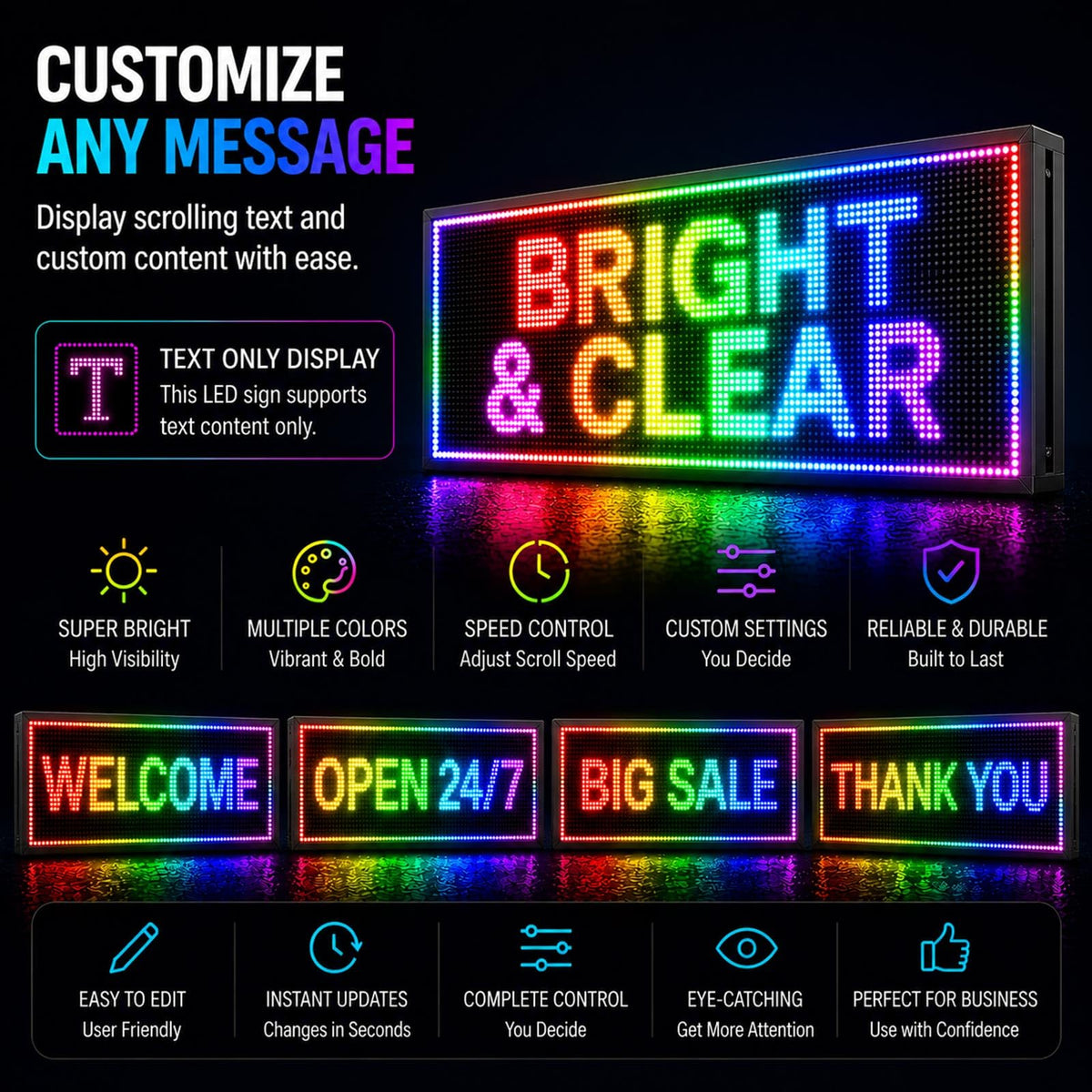 P3 Outdoor Programmable LED Sign, Full Color Digital Display for Business