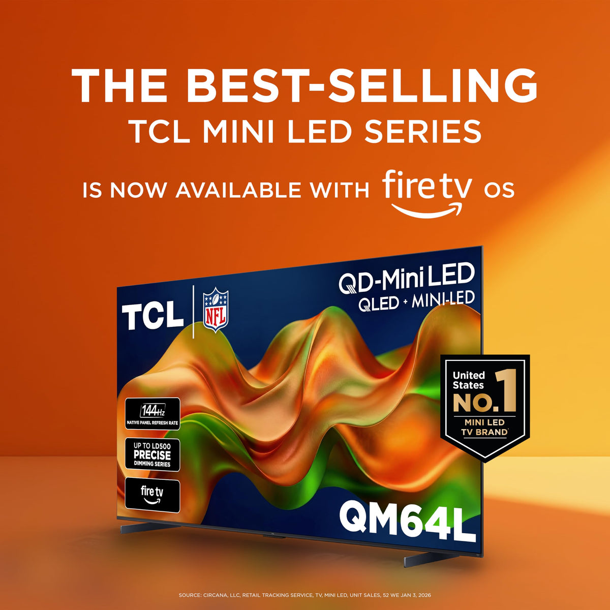 TCL 65-Inch QM64L Series | Mini LED QLED 4K HDR Gaming TV for Sports & Movies | 65QM64L, 2026 | 144Hz VRR, Dolby Vision Atmos, Alexa+ Voice Remote, Amazon Exclusive Smart Fire TV
