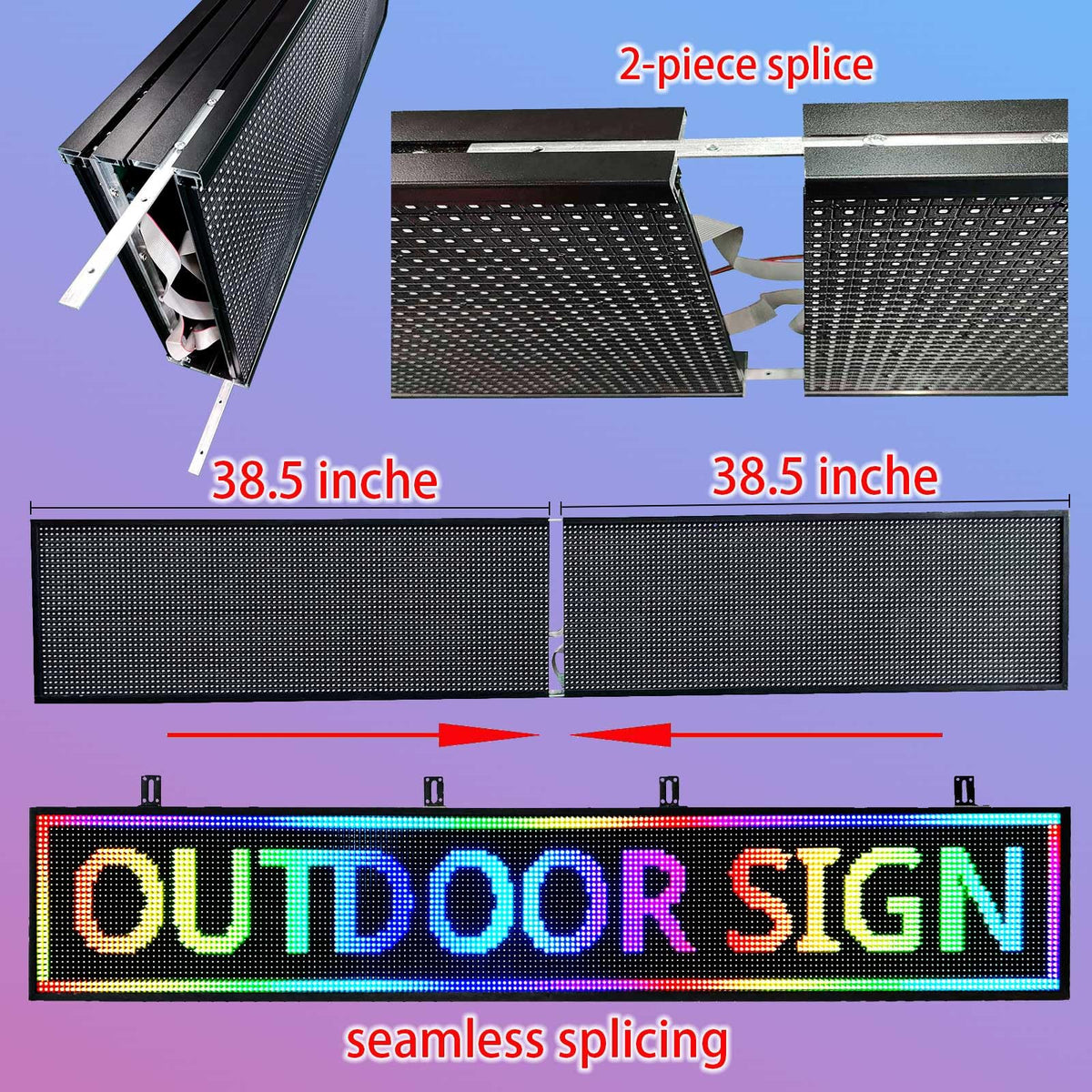 P6 Programmable Led Sign Custom Scrolling Outdoor Digital Signs For Businesses Display Screen Electronic Message Board Stock Ticker Advertising Pixel Led Panel Marquee 40"X17"