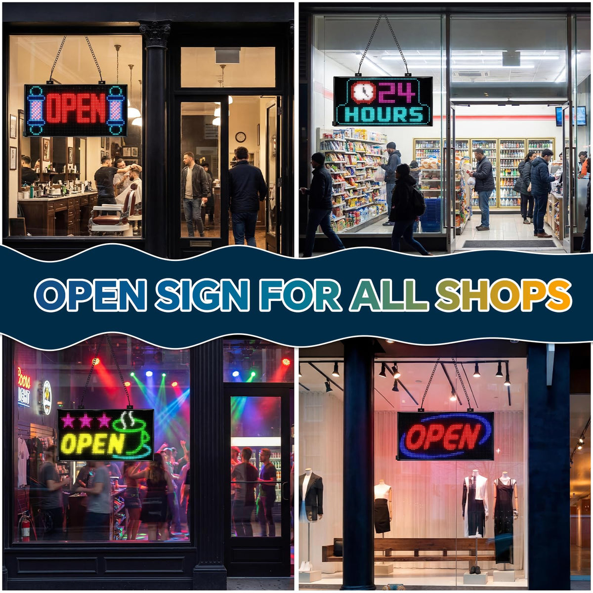 Rayhome 58''x8'' Large Multiple Programmable LED Sign, Full Color Bright Scrolling LED Signs, Bluetooth APP Control Custom Text Pattern Animation digital Display for Store Hotel Bar