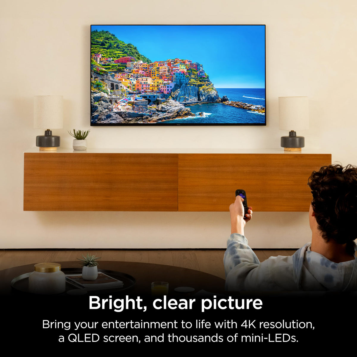 Roku Smart TV â 55-Inch Pro Series 4K QLED RokuTV with Backlit Roku Voice Remote Pro, Dolby Vision IQ, 120Hz Refresh Rate â Live Local News, Sports, Gaming