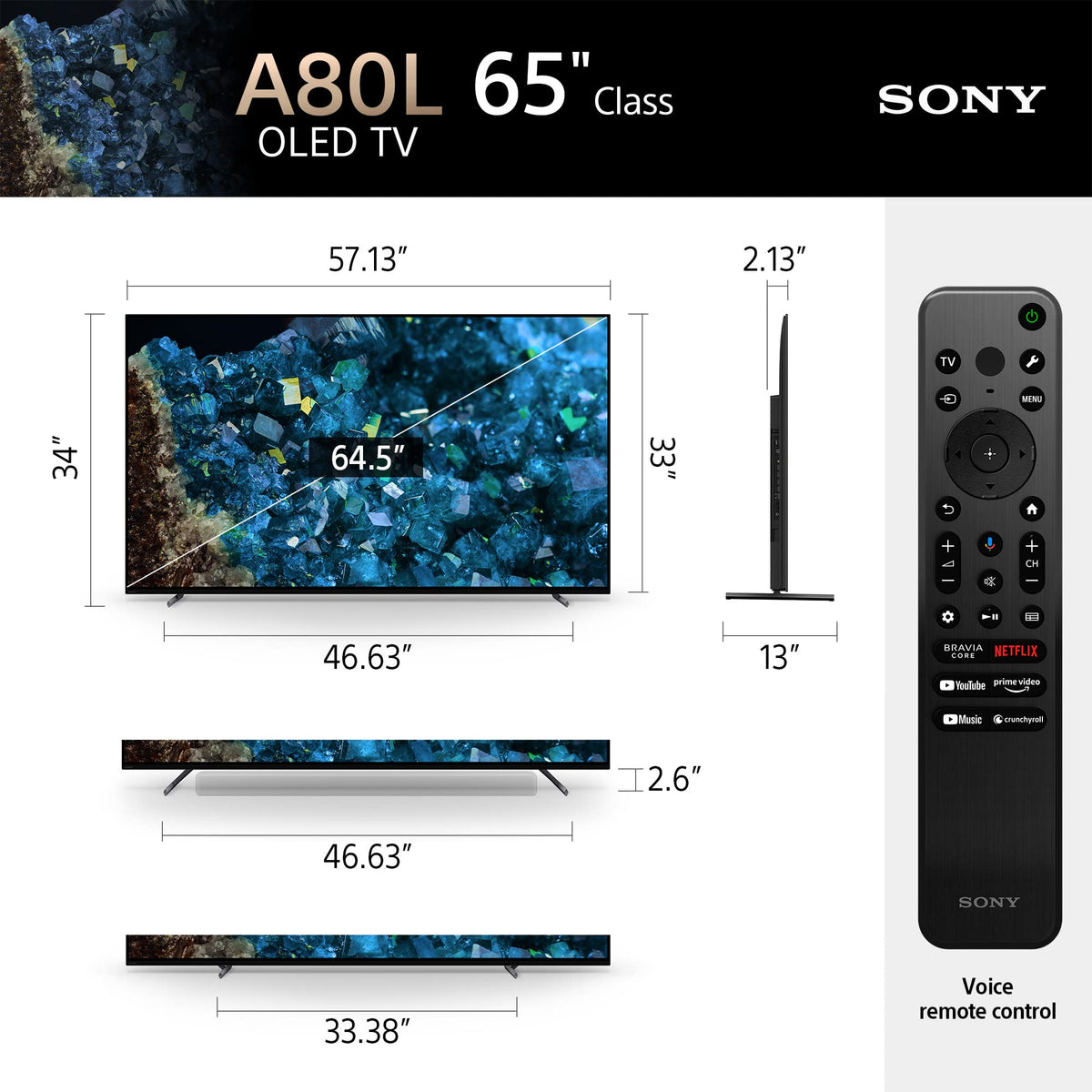 Sony OLED 83 inch BRAVIA XR A80L Series 4K Ultra HD TV: Smart Google TV with Dolby Vision HDR and Exclusive Gaming Features for The PlayStationÂ® 5 XR83A80L- 2023 Model,Black
