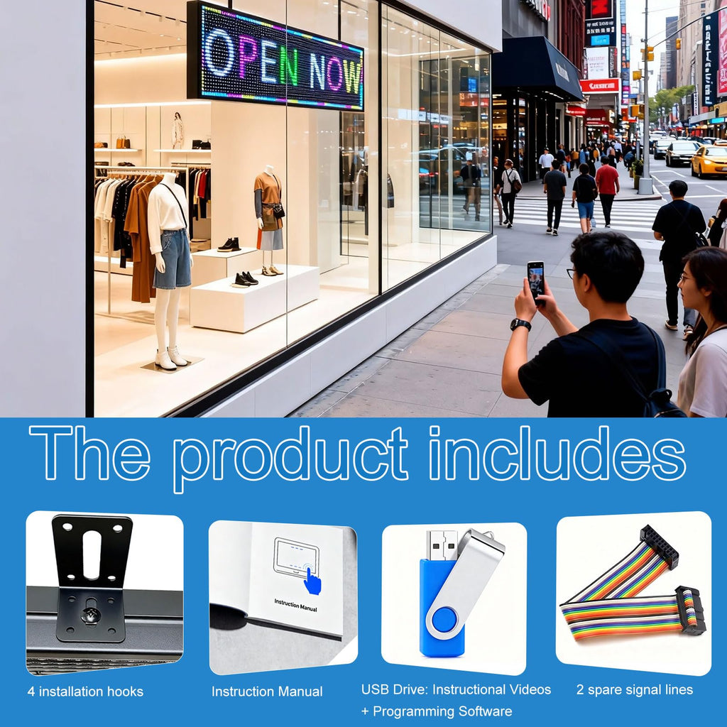 P6(40" * 17") Digital Programmable Scrolling Led Sign Scrolling Outdoor For Business message Board Display Screen Electronic Menu Board Wifi Control Word Light