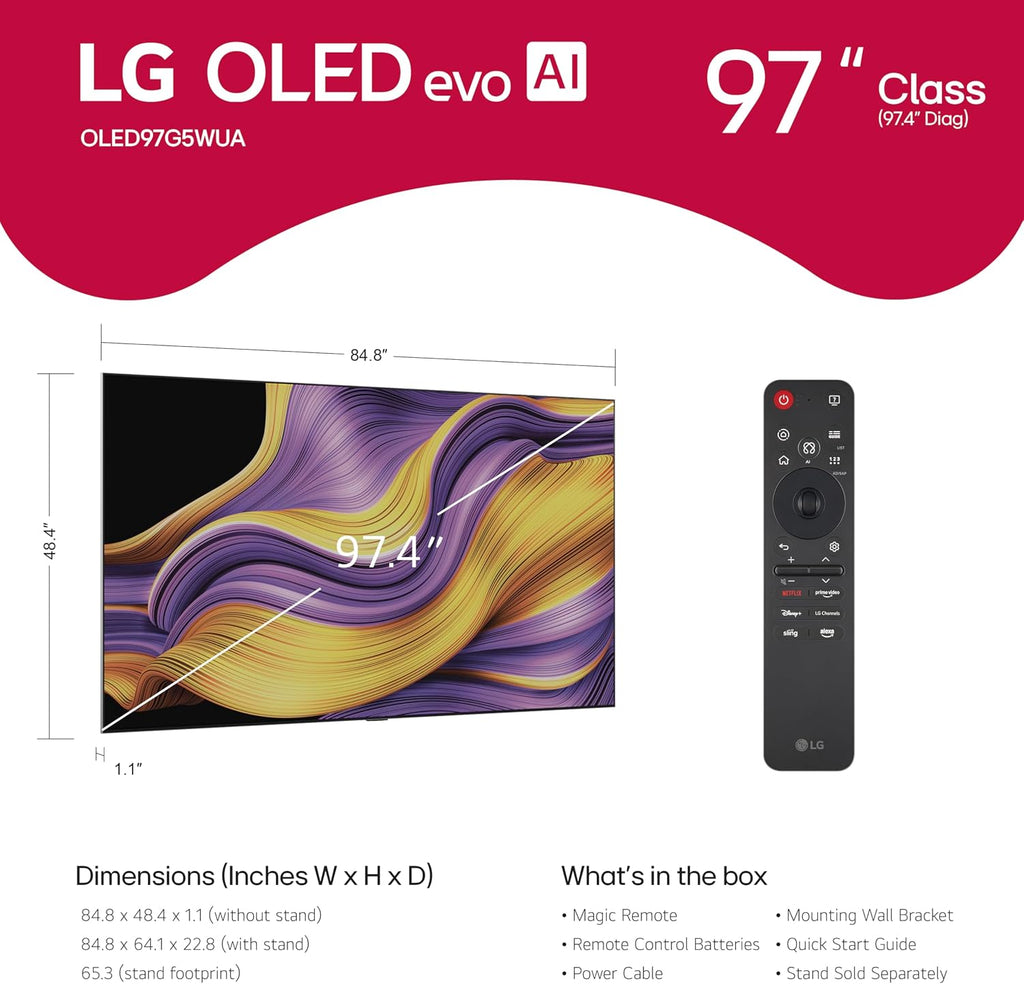 LG 97-Inch OLED evo AI 4K G5 Series Smart TV (OLED97G5WUA, 2025)
