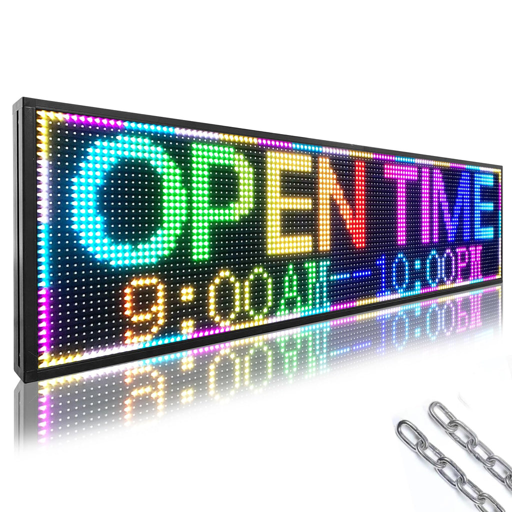 P10 Outdoor RGB Full Color WiFi Programmable Bright LED Scrolling Message Display Board 65âx14â Led Sign, Led Digital Sign Board, Perfect Solution for Store Advertising