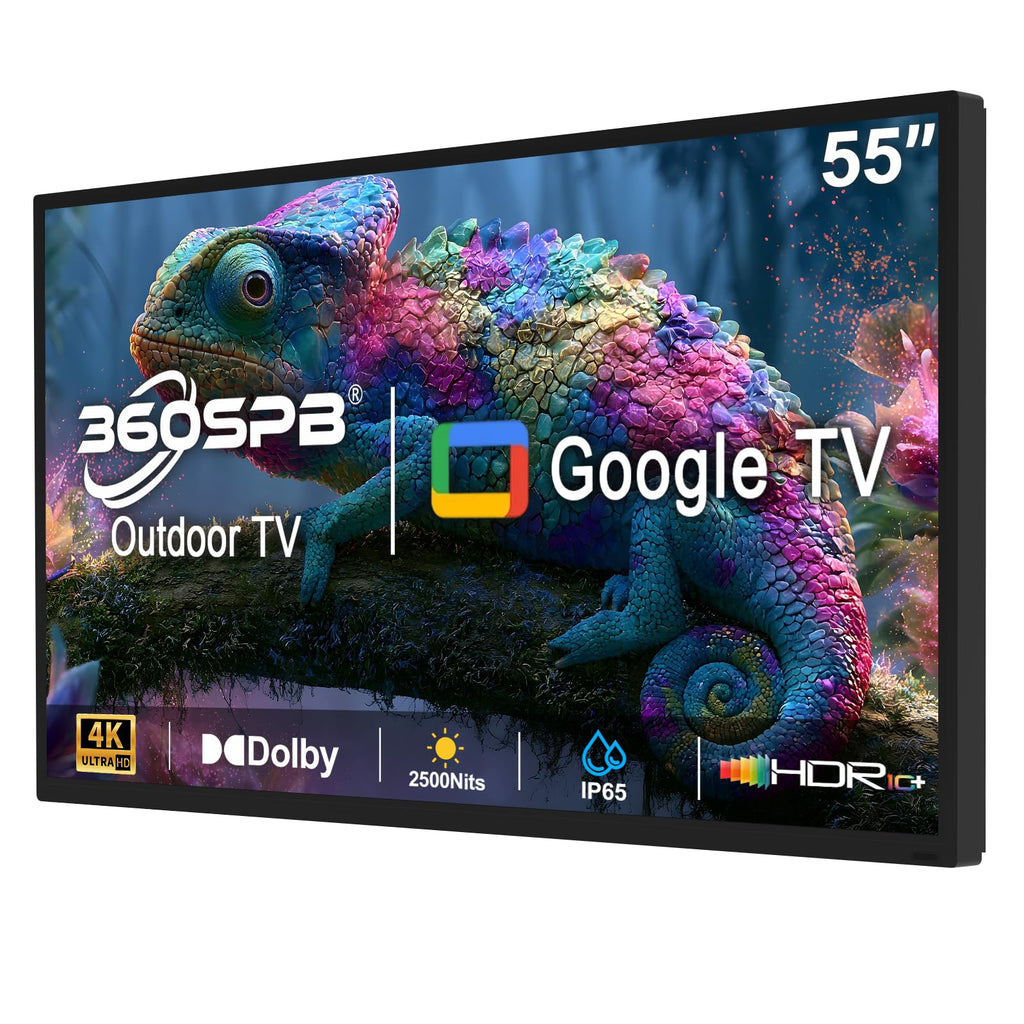 360SPB 55 Inch Outdoor TV, 1000 Nits 4K Smart TV, IP65 Waterproof