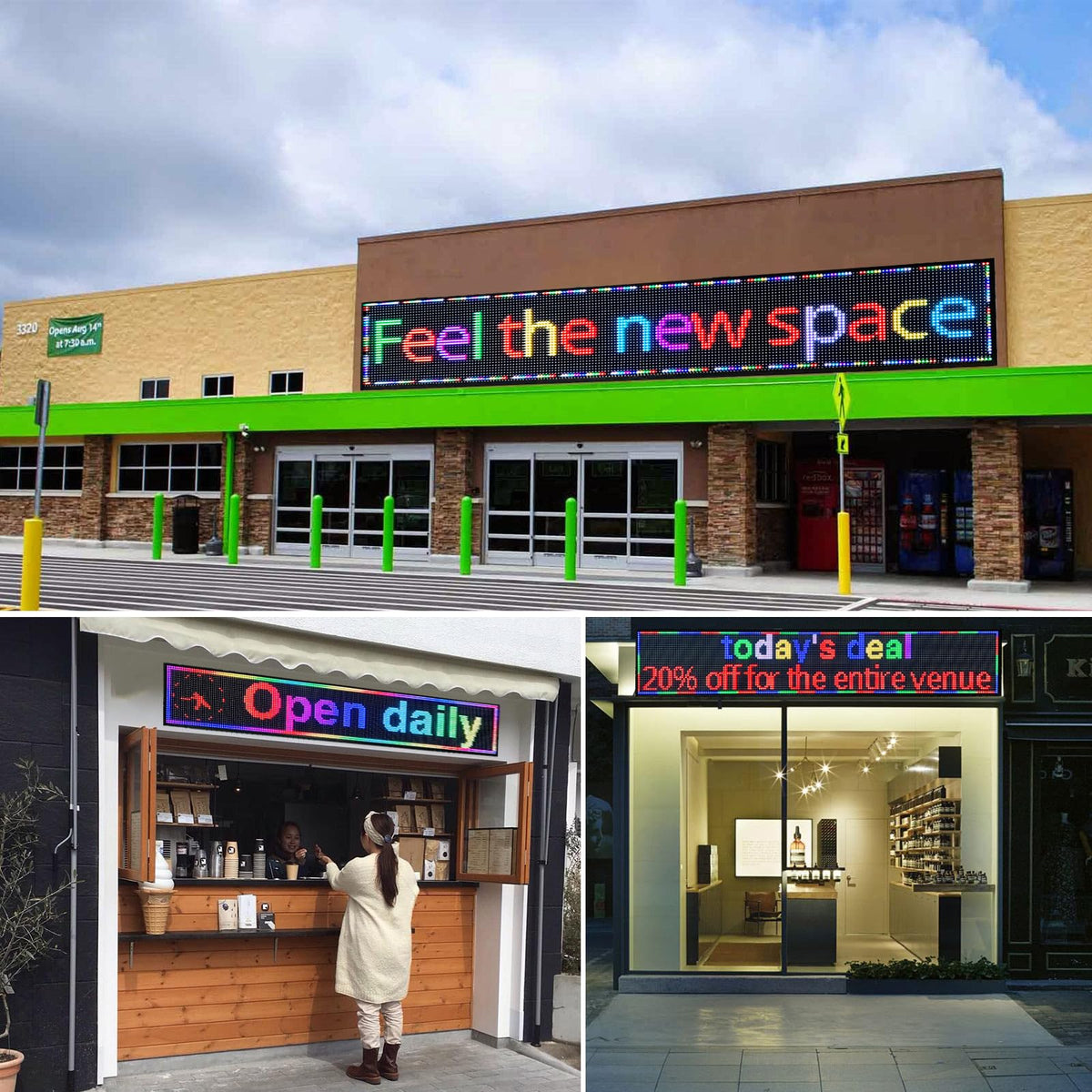 P10 Outdoor Led Sign Programmable Scrolling Digital Display Screen Message Board Bar Custom WiFi Control Store Advertising Open Sign for Businesses Electronic Full Color Word Light (115"x14")