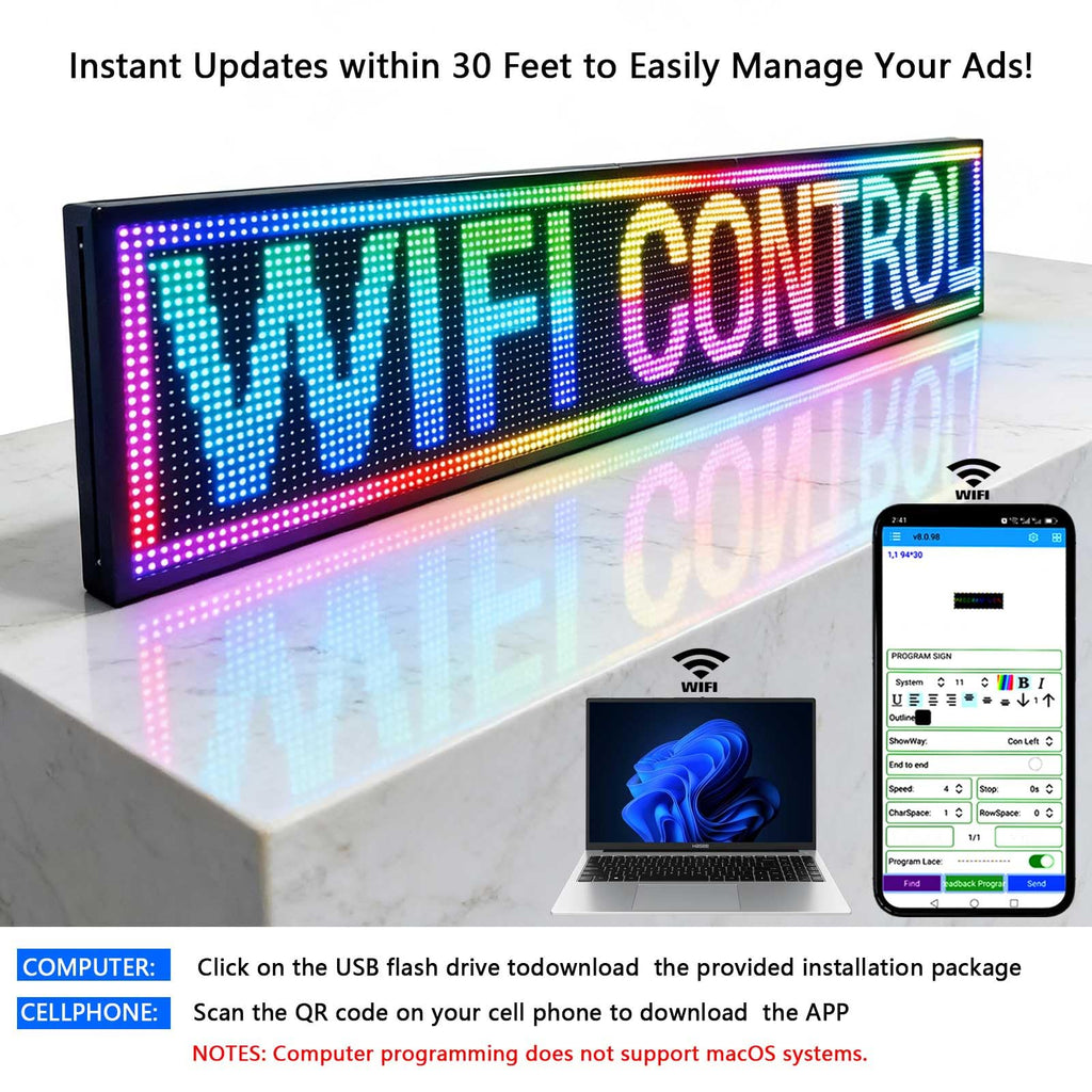 Led Sign Outdoor Programmable Scrolling Digital Open Neon P10 39''x14''