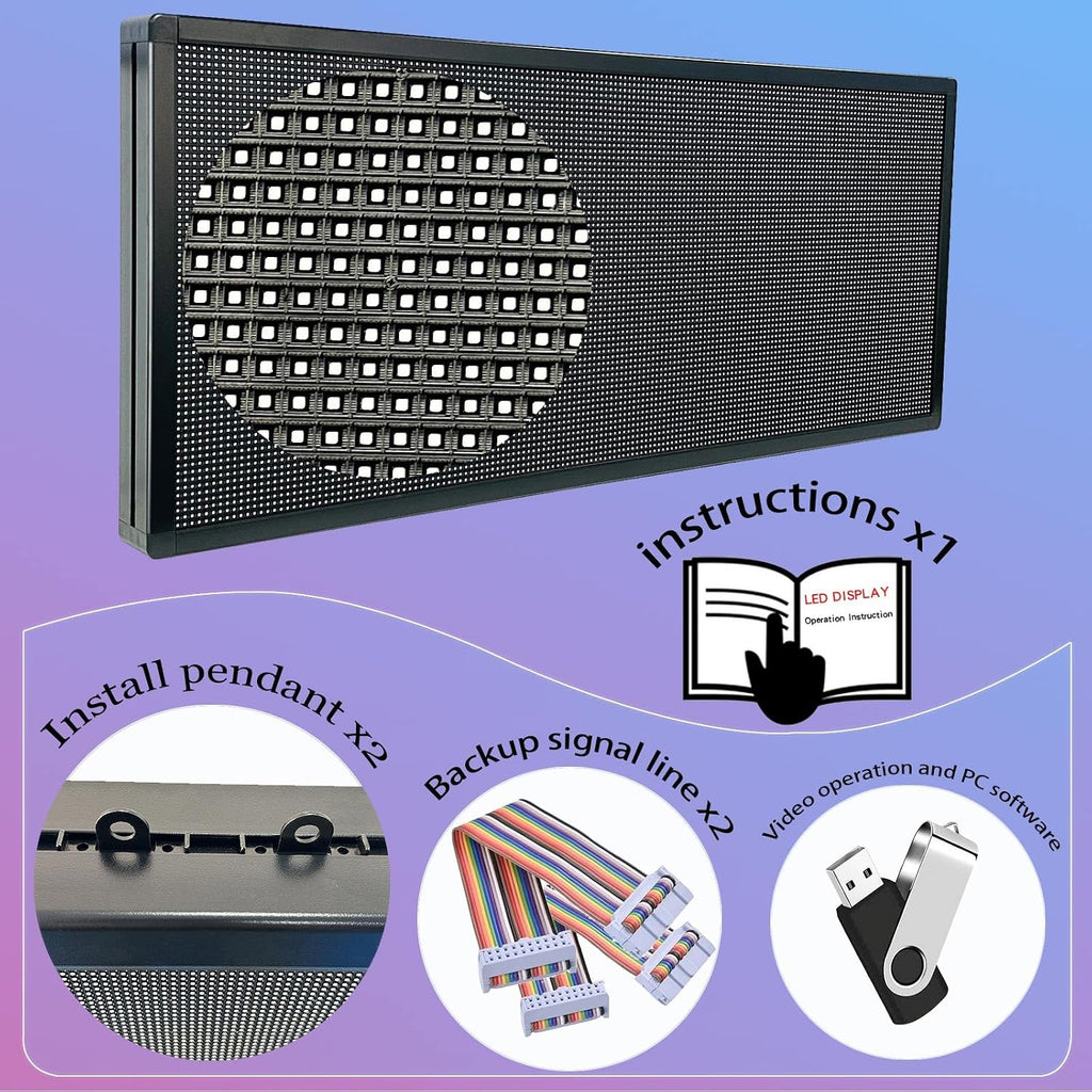 P6 Programmable Led Sign Custom Scrolling Outdoor Digital Signs For Businesses Display Screen Electronic Message Board Stock Ticker Advertising Pixel Led Panel Marquee 40"X17"