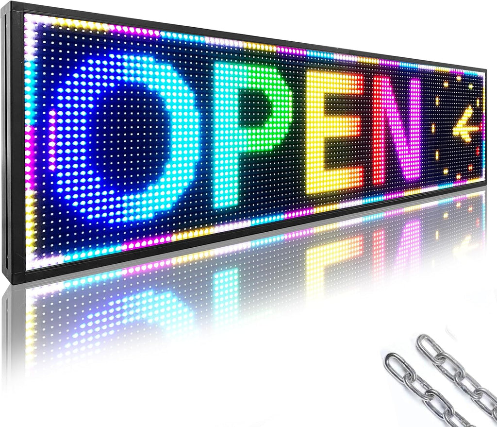 P10 Outdoor RGB Full Color WiFi Programmable Bright LED Scrolling Message Display Board 65âx14â Led Sign, Led Digital Sign Board, Perfect Solution for Store Advertising