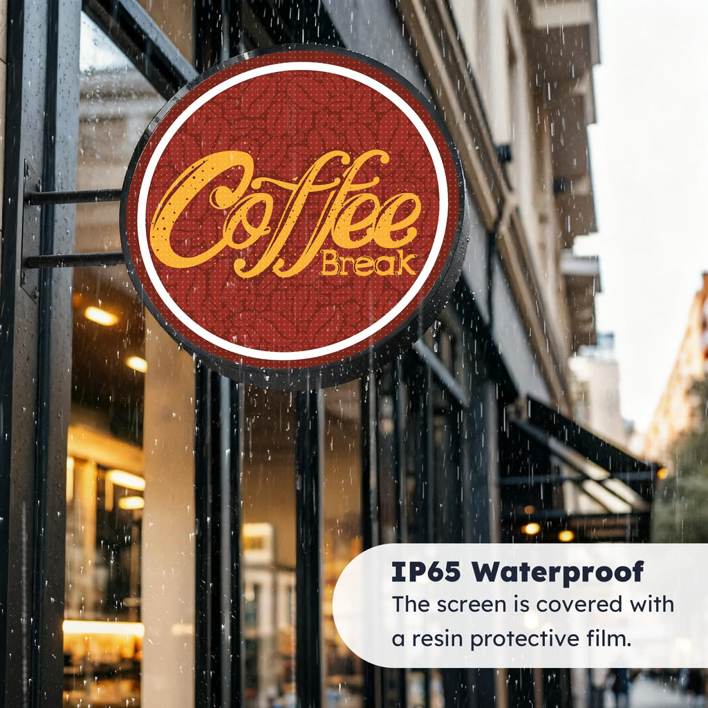 Outdoor LED Digital Round Signage - Wall Mounted P2.5 Digital Store Sign with IP65 Waterproof & 3000 cd/mÂ² High Brightness, Circular Display for Retail Store & Commercial Advertising (Double Sided)
