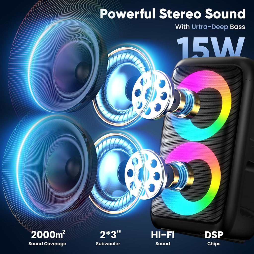 Karaoke Machine for Adults Kids, Portable Bluetooth Speaker with 3 Wireless Microphones, TWS Mode & LED Light, 10H Battery PA System, Home Party Outdoor Camping Birthday Gifts (3 Mics)