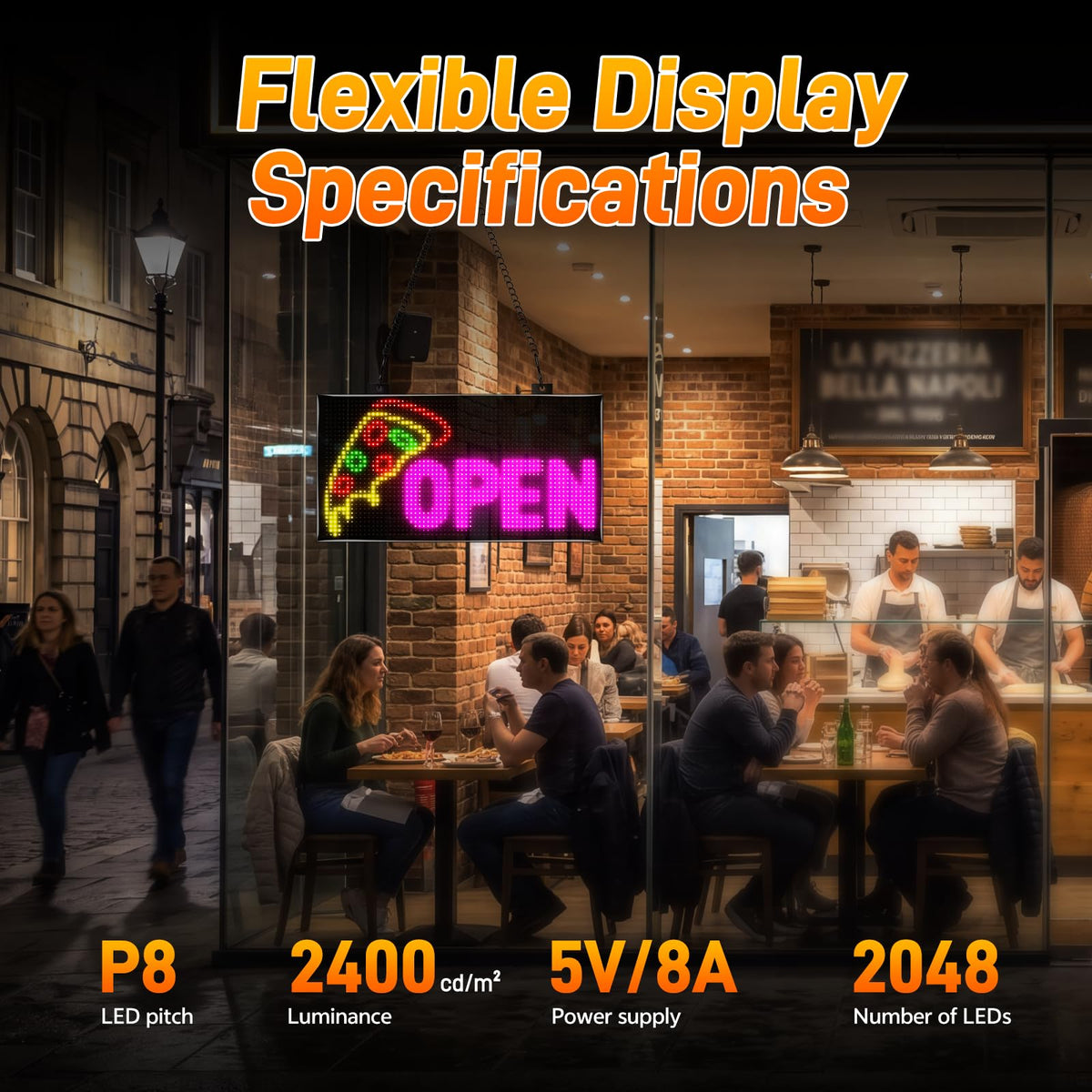 KJOY Bright Large Programmable LED Sign, 77''x8'' Flexible Scrolling LED Sign, Bluetooth App Control Custom Text Digital LED Display for Store, Schools, coffee, shop, Hotel