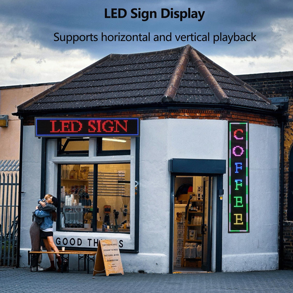 P10 Programmable LED Sign, 40"x14" Scrolling LED Sign for Business, Waterproof LED Display with WIFI & USB Control, 96x32 Pixels SMD Technology Digital Advertising Sign for Shop, Hotel, Store, Restaurant