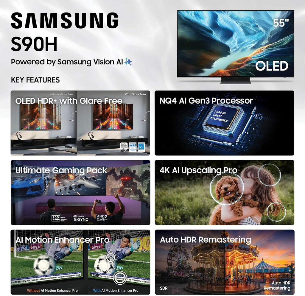 Samsung 55-Inch Class S90H Series, OLED, 4K, Smart TV, 2026 Model