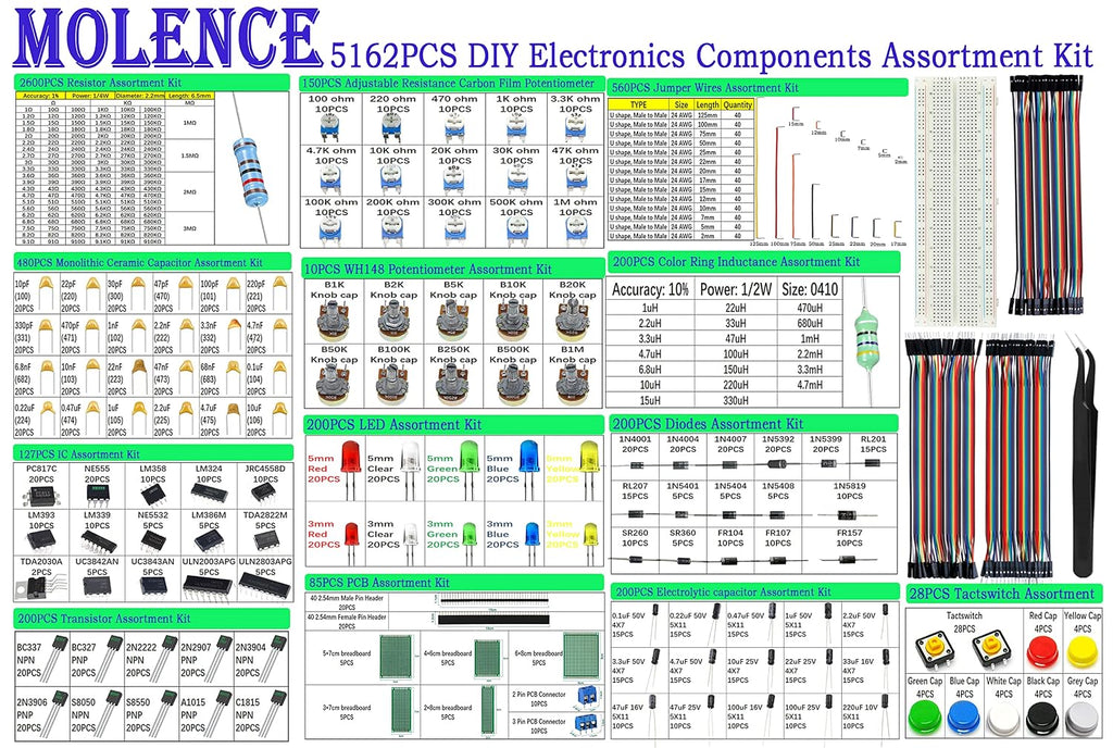 5162pcs DIY Electronics Components Kit Assortment