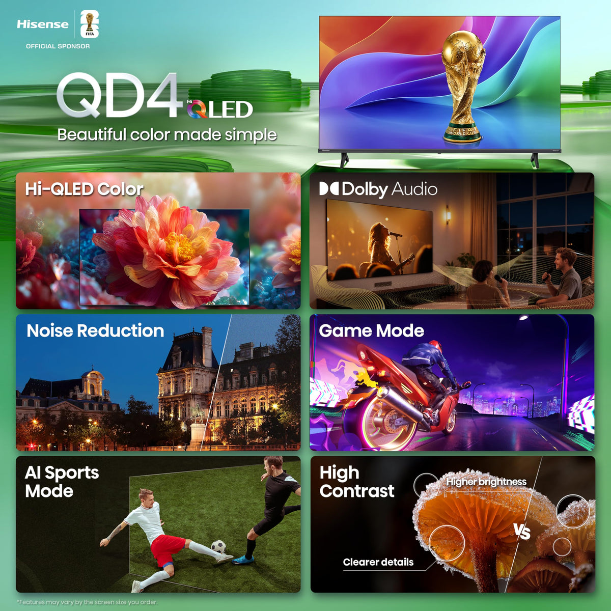 Hisense 40-Inch Class QD4SR Series Hi-QLED FHD Smart Roku TV (40QD4SR, 2026 Model) â Hi-QLED Color, Dolby Audio, Compatible with Alexa, Full Array LED, Slim Bezel Design